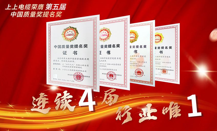 行业唯一！尊龙凯时电缆一连四届荣膺中国质量奖提名奖